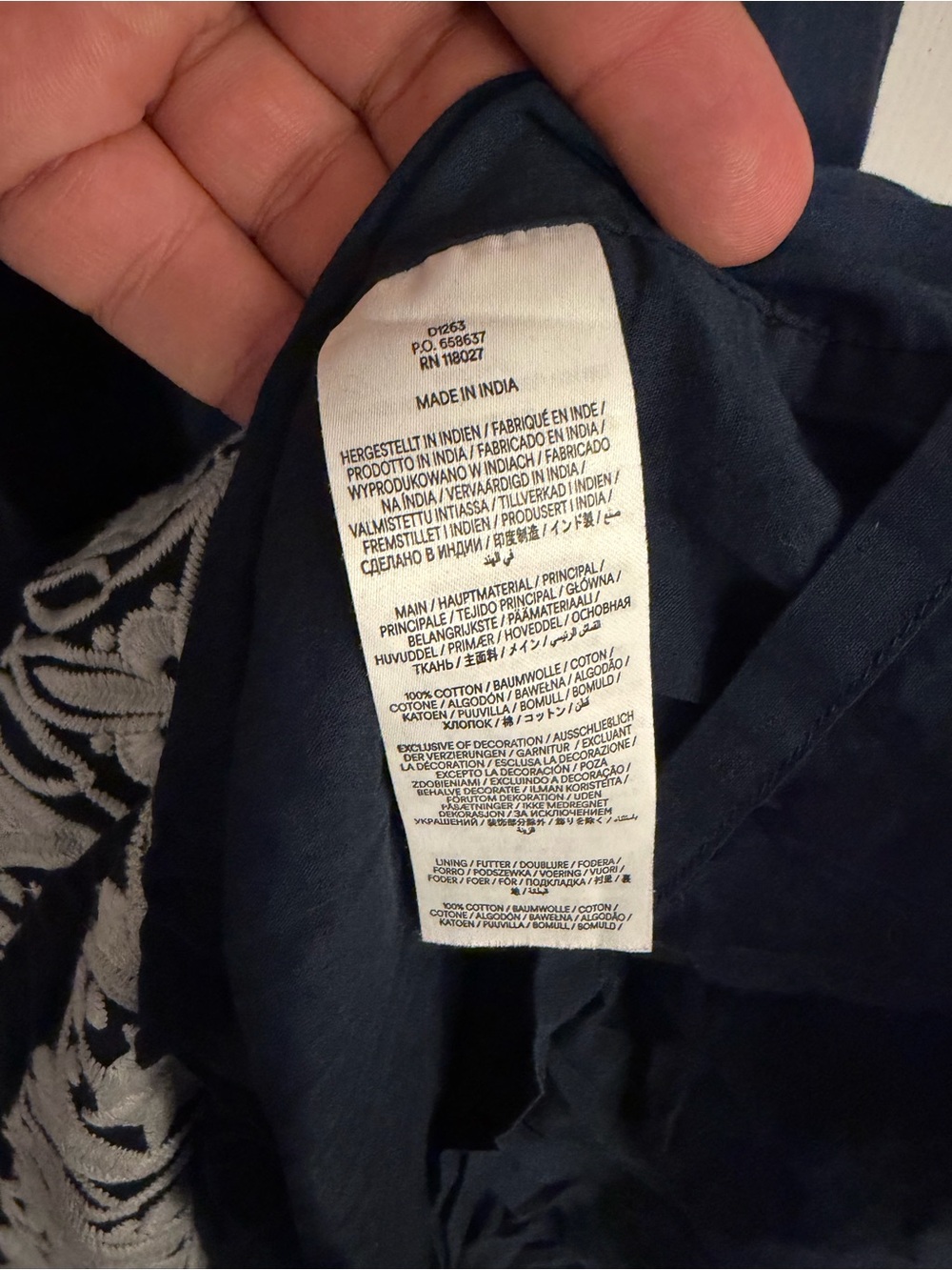 Boden Tie Neck Tiered Maxi Dress Size 6 Navy White Embroidered - Picture 12 of 15